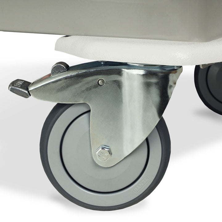 Close-up of caster wheel on M-Series Tall Anesthesia Cart for mobility