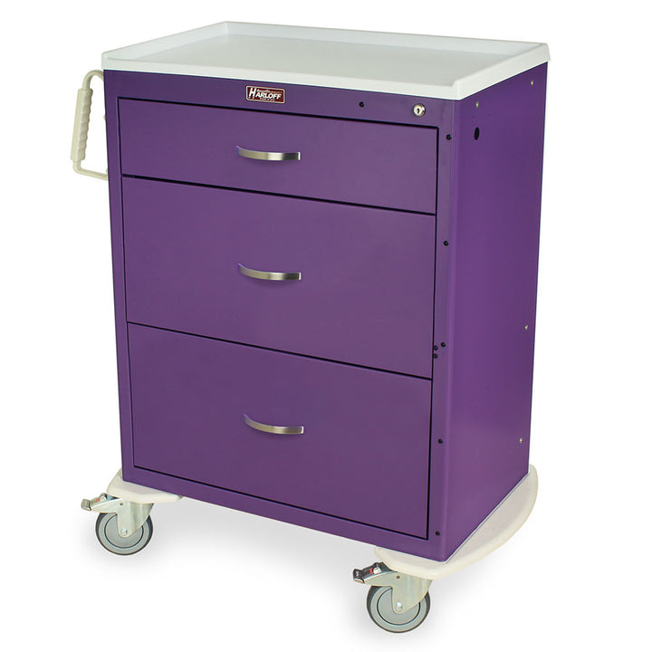 M-Series modular cart purple isolation cart front view with drawer configuration and bumper visible