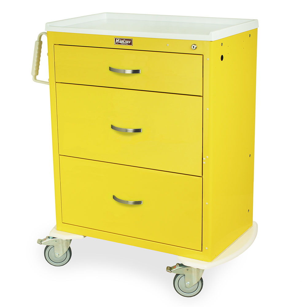 MDS3030K03-YEL tall isolation cart three drawers key lock