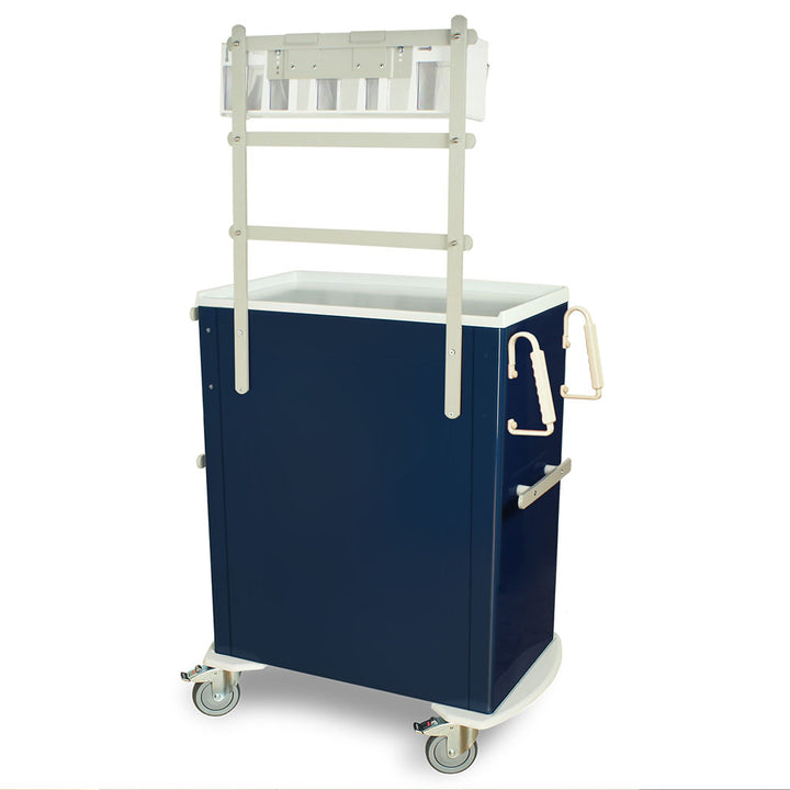 M-Series MDS3030K06+MD30-ANS tall anesthesia cart with 6 drawers, key lock, MD30-ANS package, steel construction, back-left view
