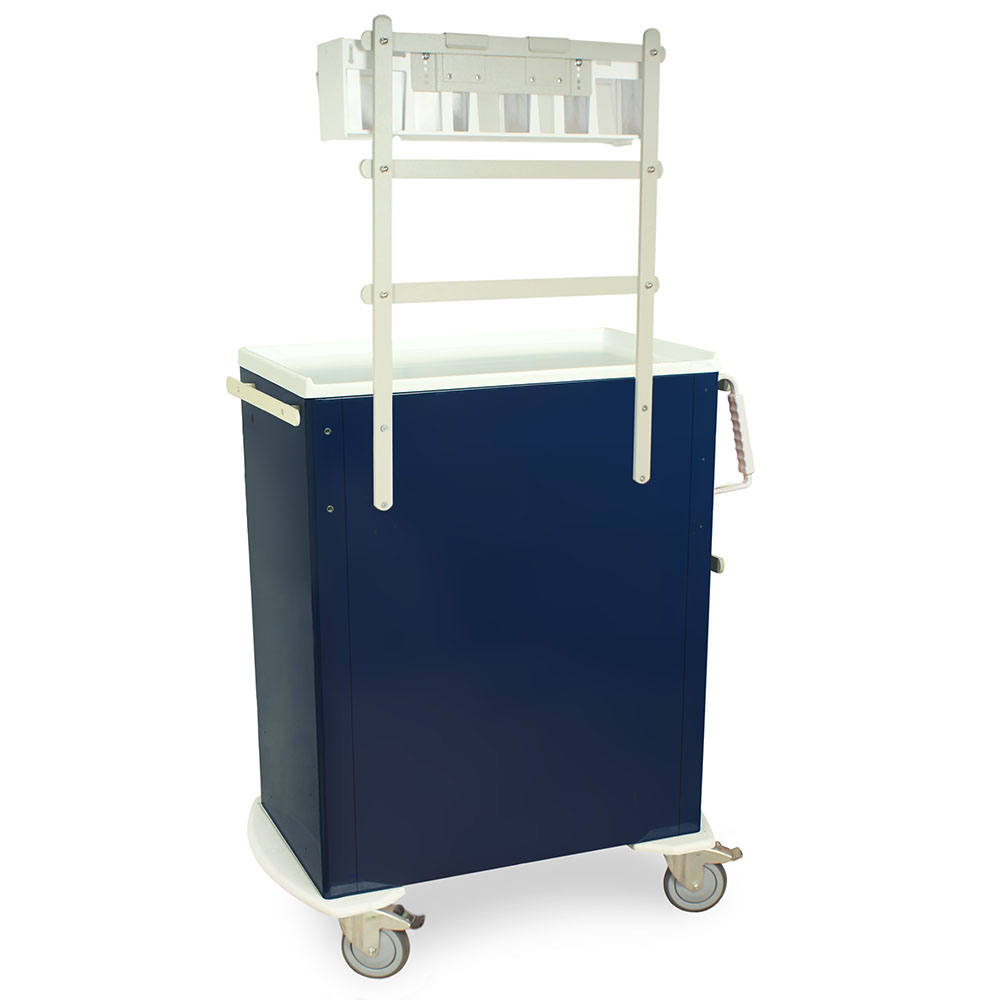 M-Series MDS3030K06+MD30-ANS tall anesthesia cart with 6 drawers, key lock, MD30-ANS package, steel construction, back-right view