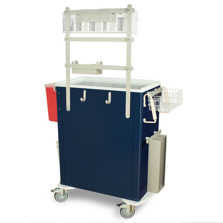 M-Series MDS3030K06+MD30-ANS3 tall anesthesia cart, back view, navy