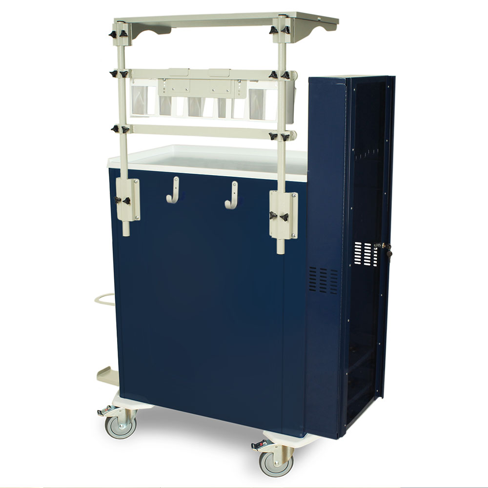 M-Series MDS3030K16+MD30-AIRWAYPKG difficult airway cart with 6 drawers, key lock, MD30-AIRWAYPKG package, steel construction, back-left view