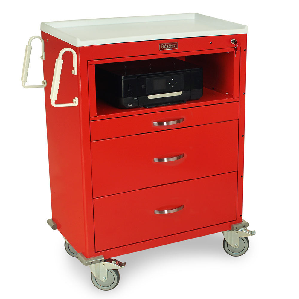 MDS3030KC4-FULL-RED cart three drawers equipment holder