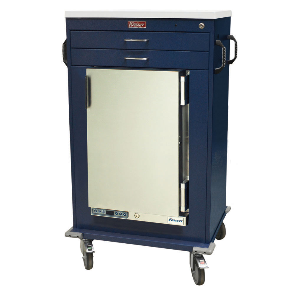 Harloff MH4200K Malignant Hyperthermia Cart with 1.8 cu ft Follett refrigerator, two drawers and key lock