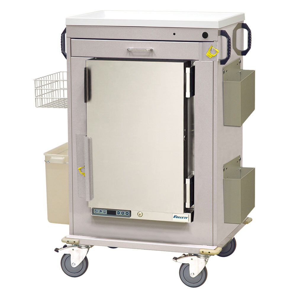 Malignant Hyperthermia Cart with 1.8 cu ft Follett medical-grade refrigerator and breakaway drawer