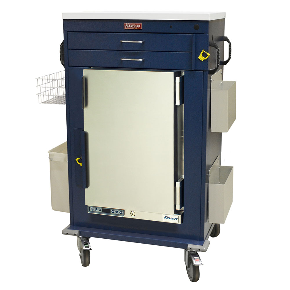 Malignant Hyperthermia Treatment Cart with 1.8 cu ft Follett fridge and accessories