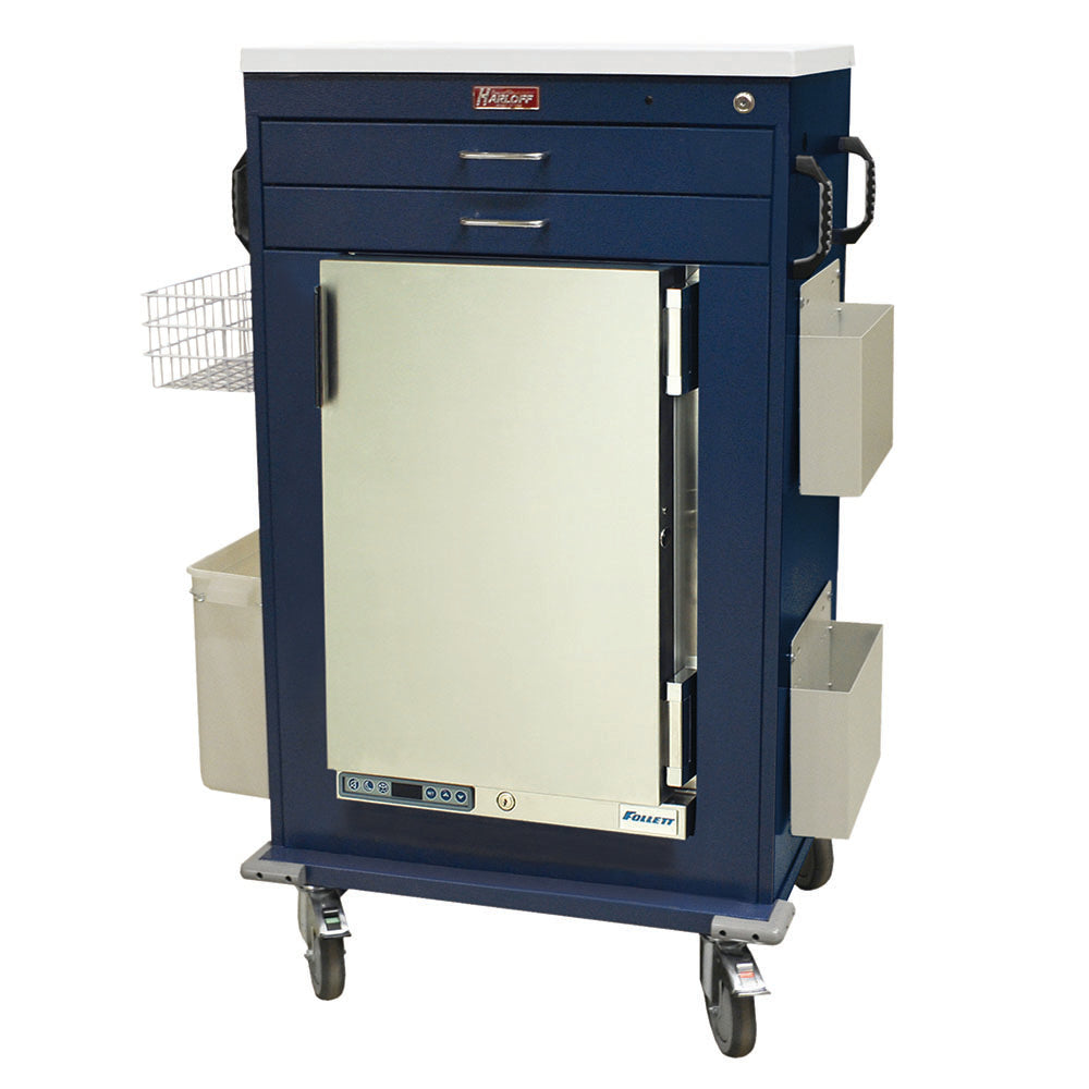 Malignant Hyperthermia treatment cart with 1.8 cu ft Follett refrigerator