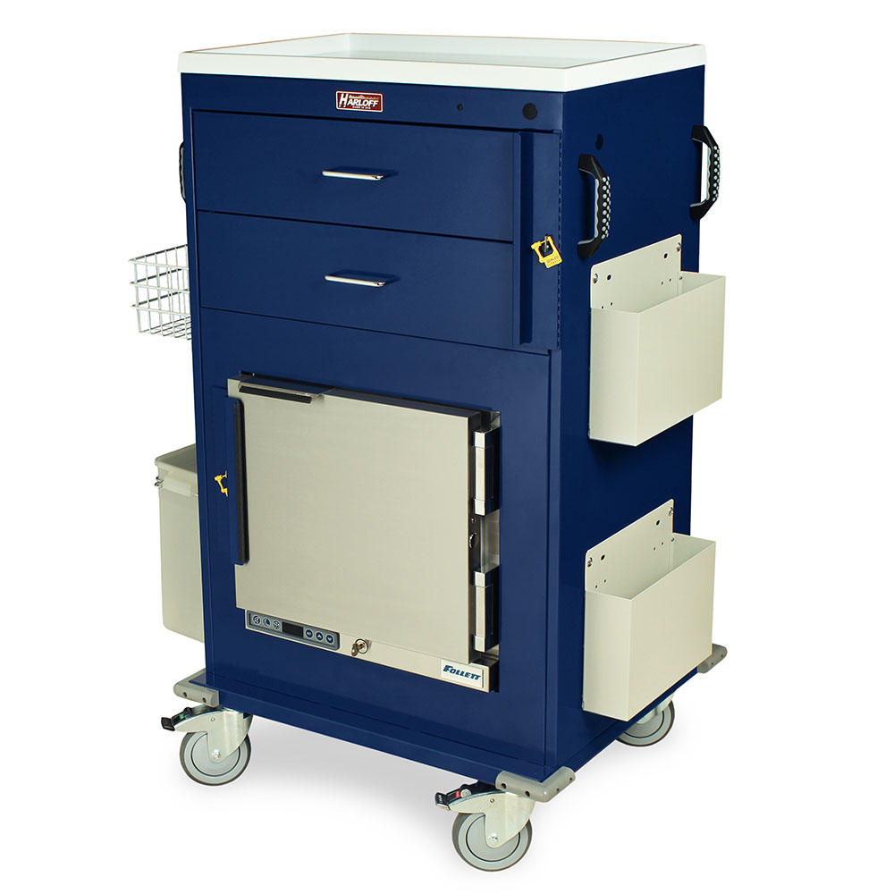 Malignant Hyperthermia cart with Follett refrigerator and accessories