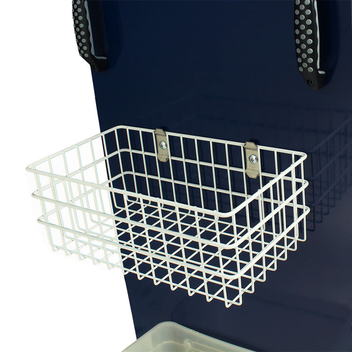 MH cart with refrigerator and attached side wire basket