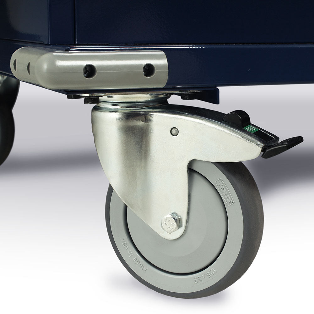 Caster wheels of Harloff MH5216K treatment cart with fridge