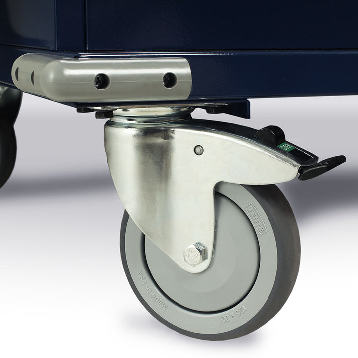 Caster wheels of Harloff MH5216K treatment cart with fridge