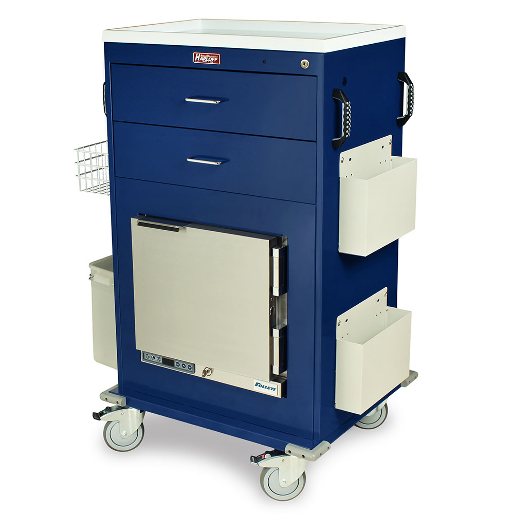 Malignant Hyperthermia treatment cart with Follett refrigerator