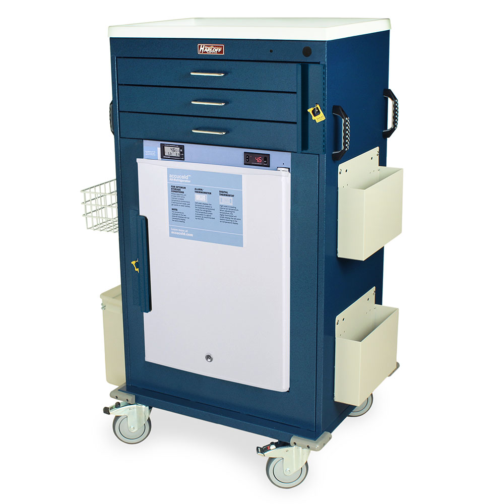 Malignant Hyperthermia cart with Accucold refrigerator for pediatric care