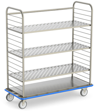 Open case cart MMOCC16 tall open medical storage cart with stainless guard rails and bumper