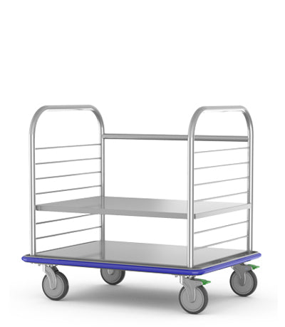 Open case cart MMOCC19 medical storage cart with stainless guard rails and non-marring bumper