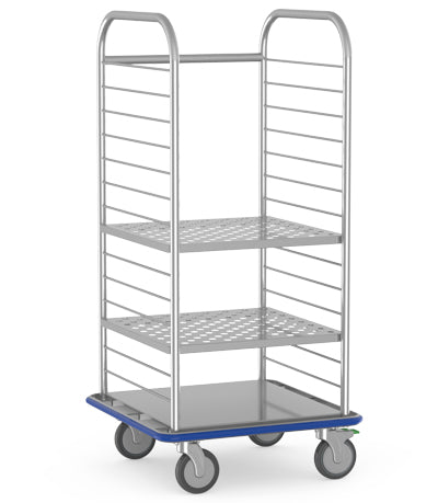 Open case medical cart MMOCC21 with stainless steel guard rail and non-marring bumper