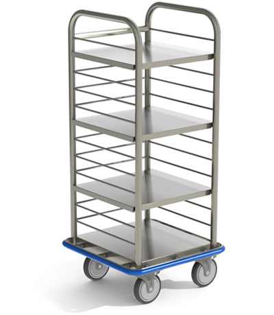 Open case medical cart MMOCC25 with stainless steel guard rail and non-marring bumper