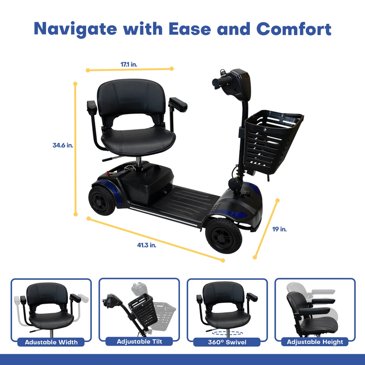 Eleanor mobility scooter rear angle view