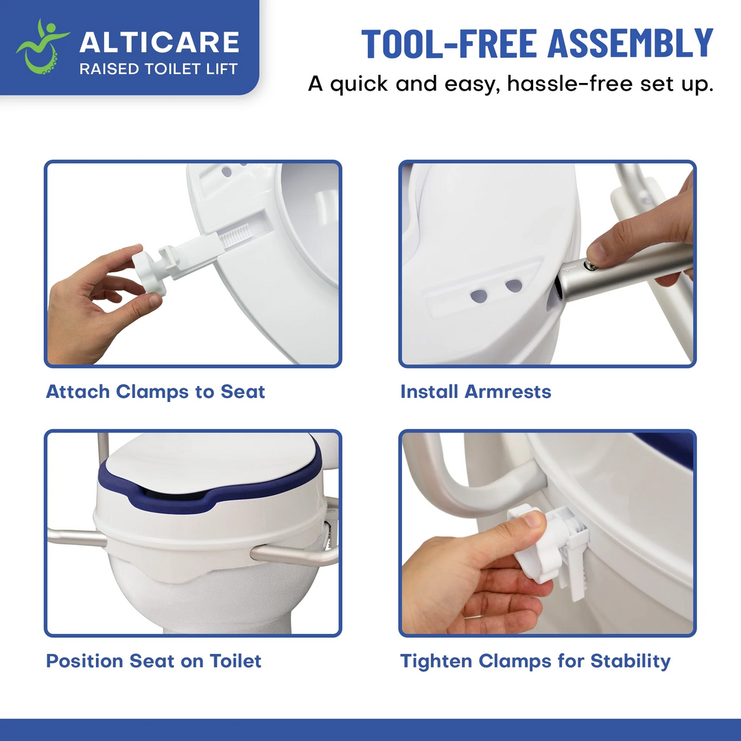 AltiCare raised toilet seat width adjustment feature