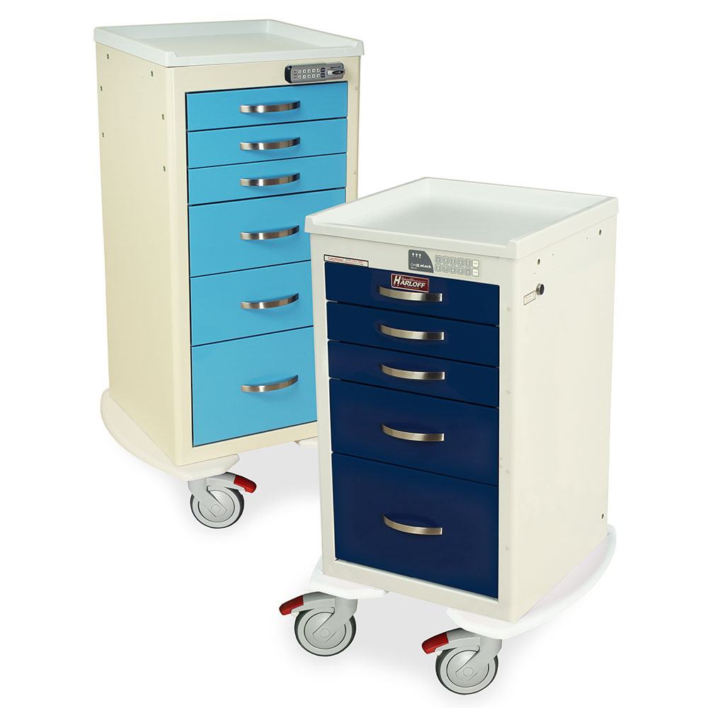 A-Series MPA18 mini width aluminum narrow medical cart group view