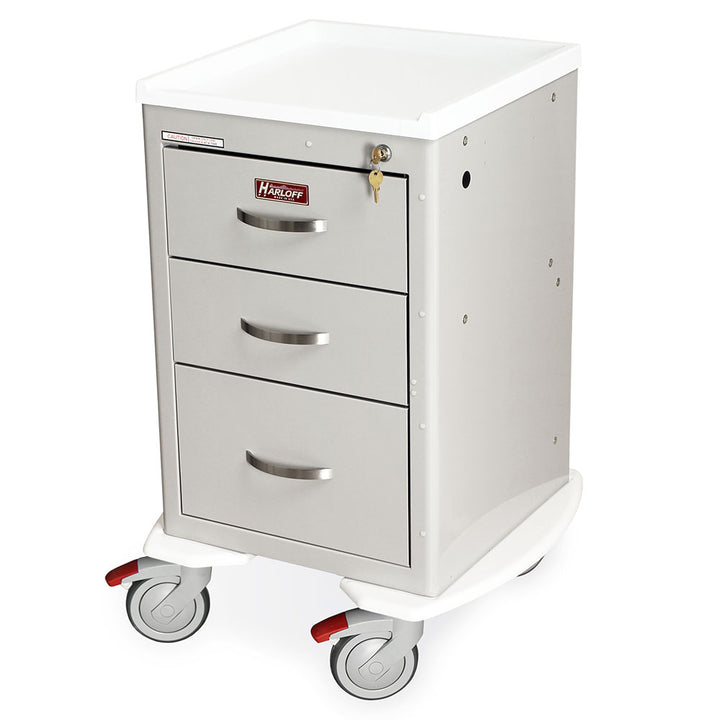 Light gray A-Series aluminum key lock mini width cart with protective bumper