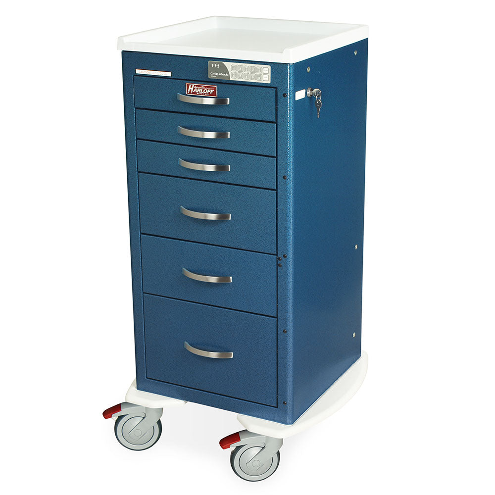 lightweight auto locking anesthesia cart with electronic keypad lock in blue color
