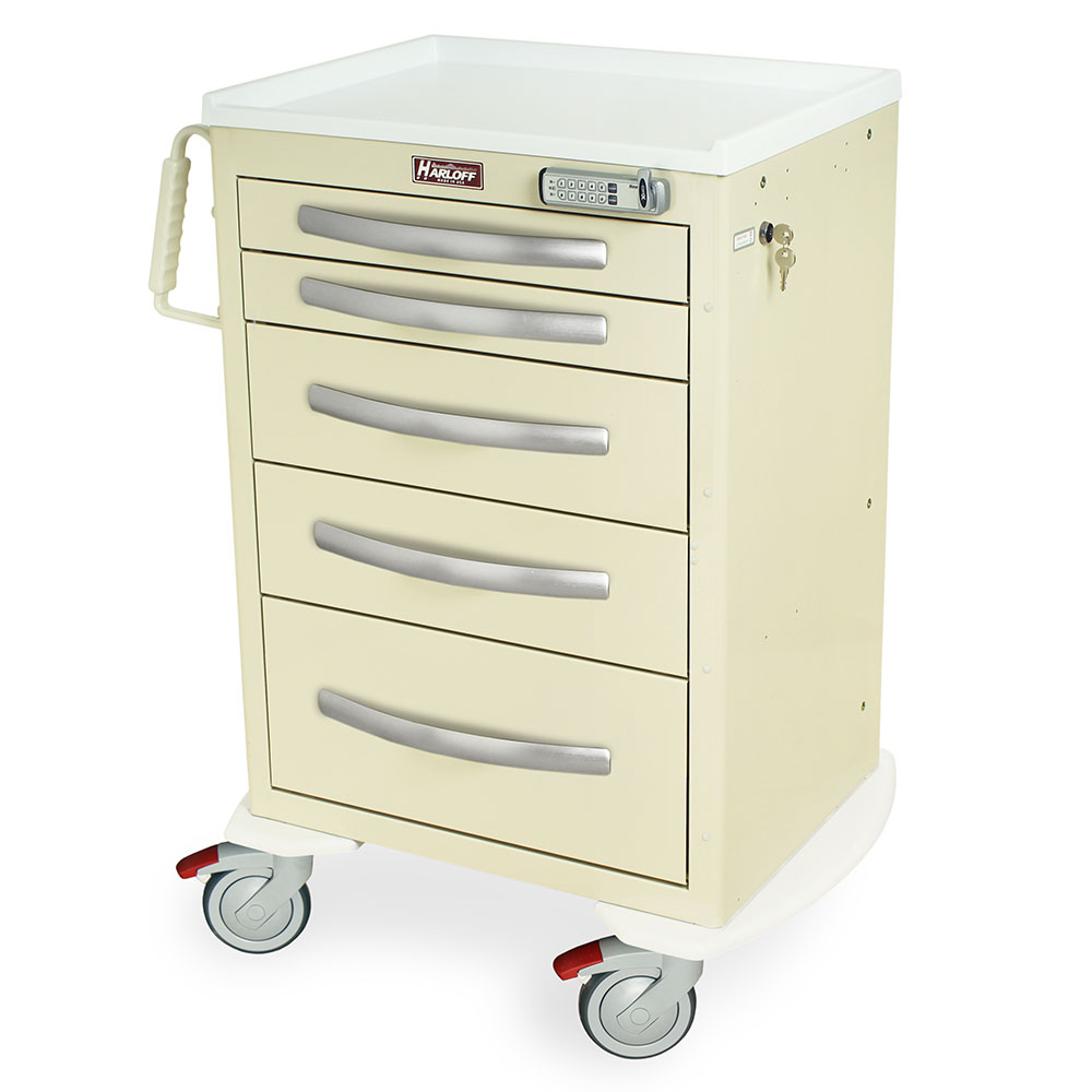 Beige lightweight aluminum treatment cart with electronic lock, MPA2427E05
