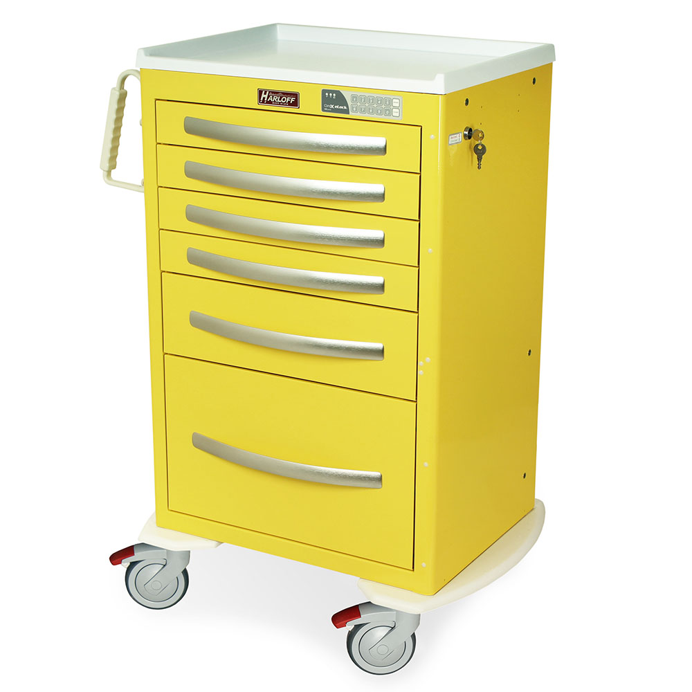 MPA2430EKC16-YELLOW aluminum isolation cart six drawers e-lock
