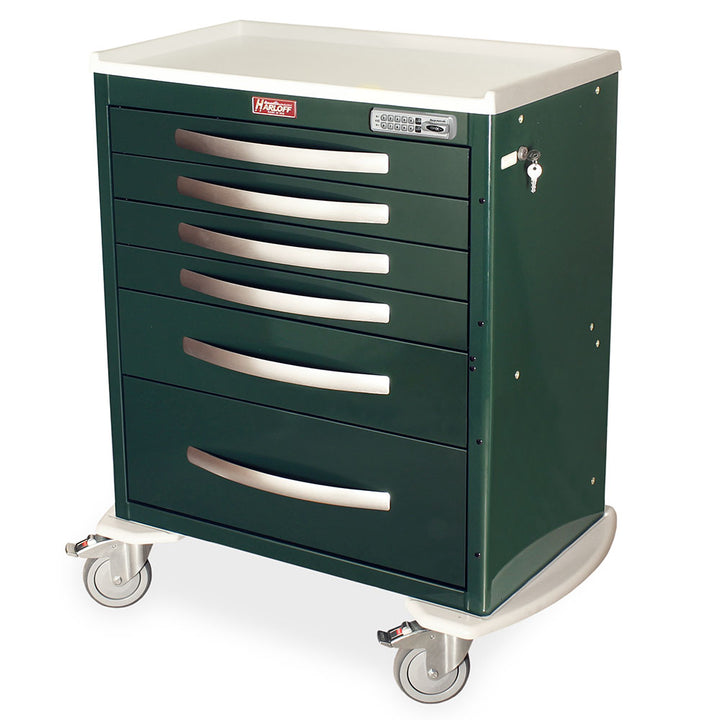 lightweight e-lock anesthesia cart dark green