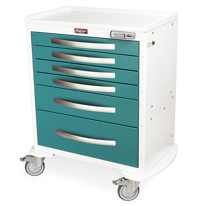 lightweight e-lock anesthesia cart white teal