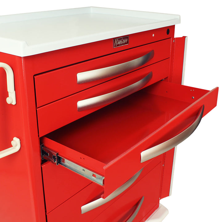 A-Series MPA3030B06 lightweight emergency crash cart, 6 drawers, aluminum, breakaway lock, drawer detail view