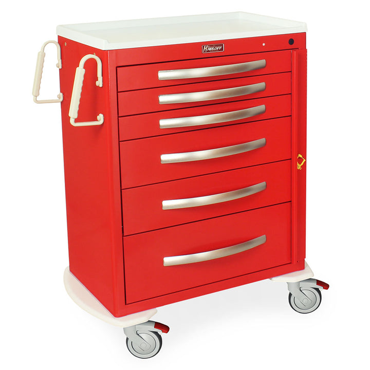 A-Series MPA3030B06 lightweight emergency crash cart, 6 drawers, aluminum, breakaway lock, front view, alternate angle