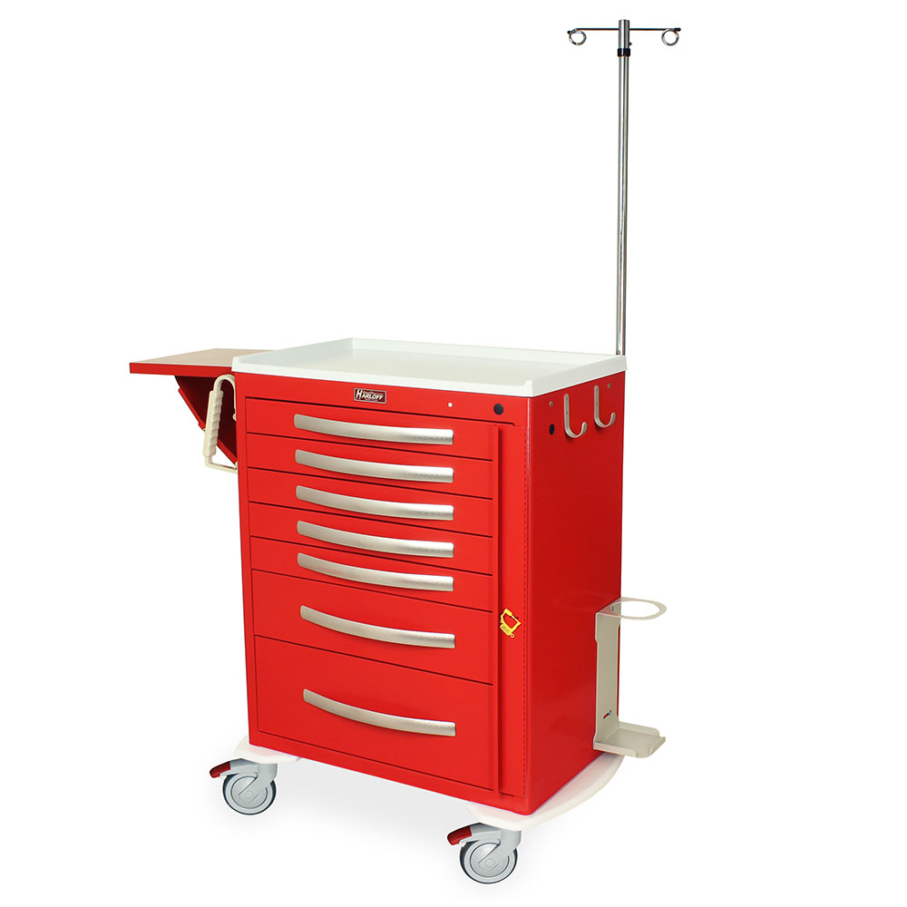 lightweight 7-drawer aluminum crash cart with MD30-EMG1 emergency accessories