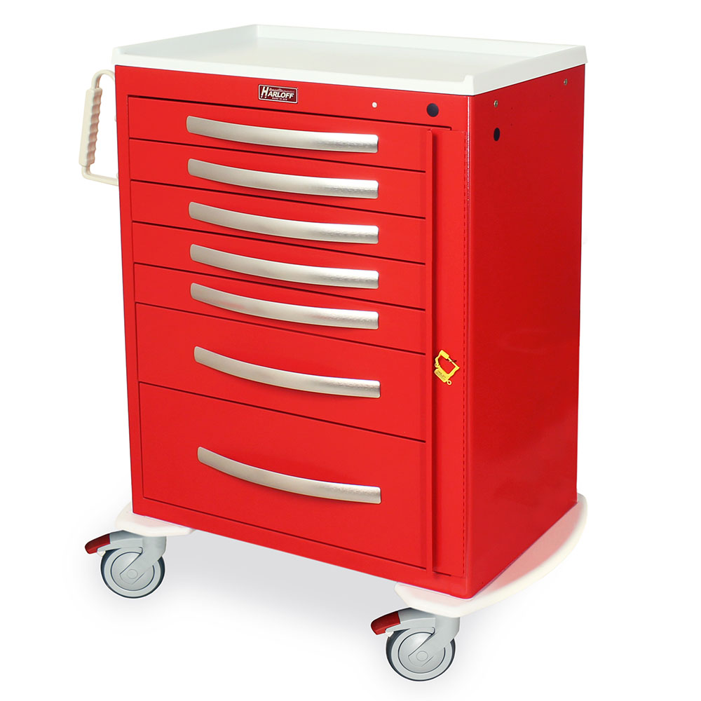 A-Series Lightweight Breakaway Crash Cart, seven drawers, tall height, standard width, breakaway lock, MPA3030B07, aluminum construction, 30? vertical space, ergonomic handles, 5” casters
