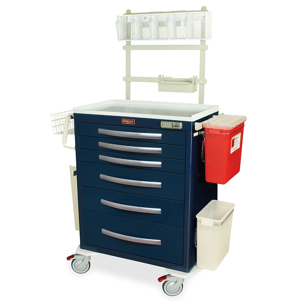 A-Series MPA3030E06+MD30-ANS3 lightweight aluminum anesthesia cart fully equipped front view