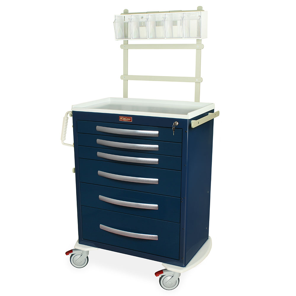 A-Series MPA3030K06 navy aluminum anesthesia cart with MD30-ANS package front view