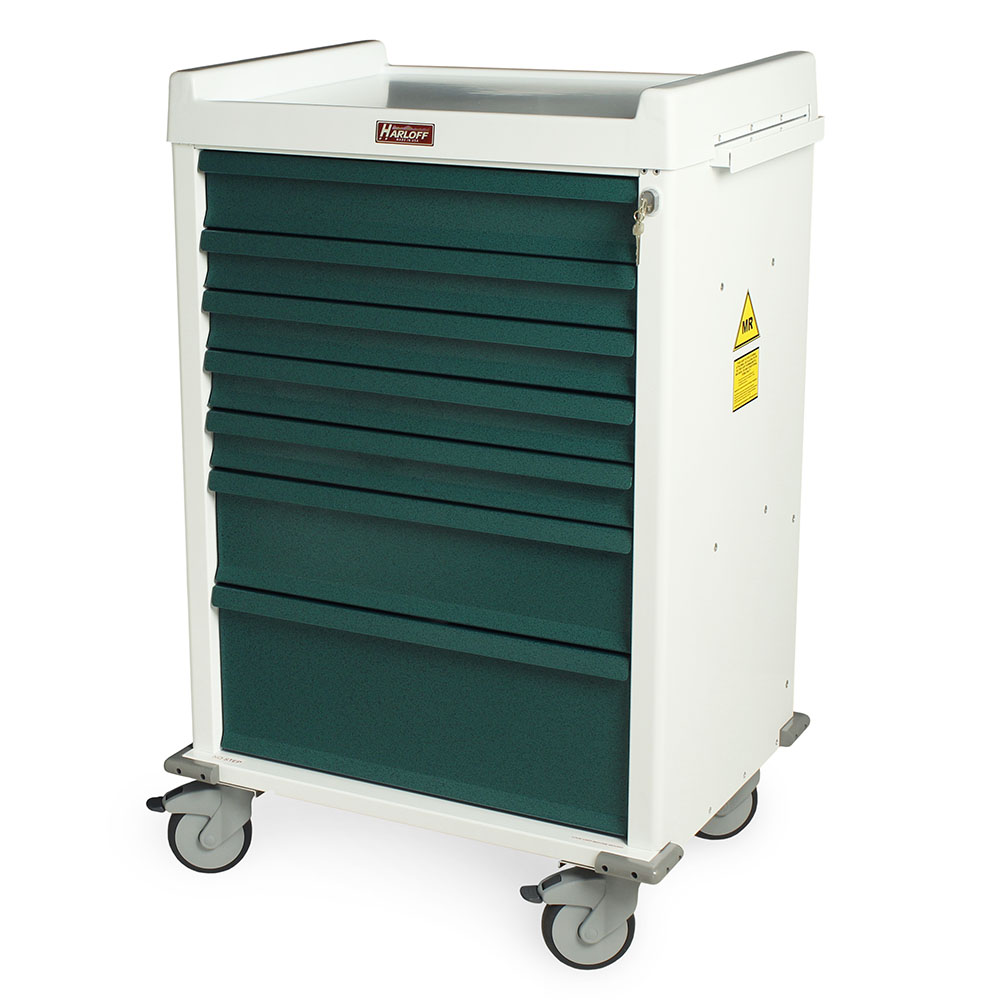 Aluminum MRI safe cart with seven drawers and key lock