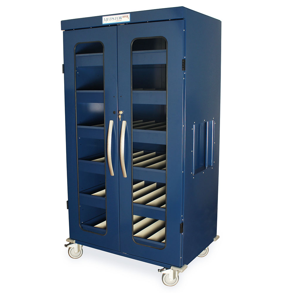 Harloff Eye Lens Storage Cart closed view, navy