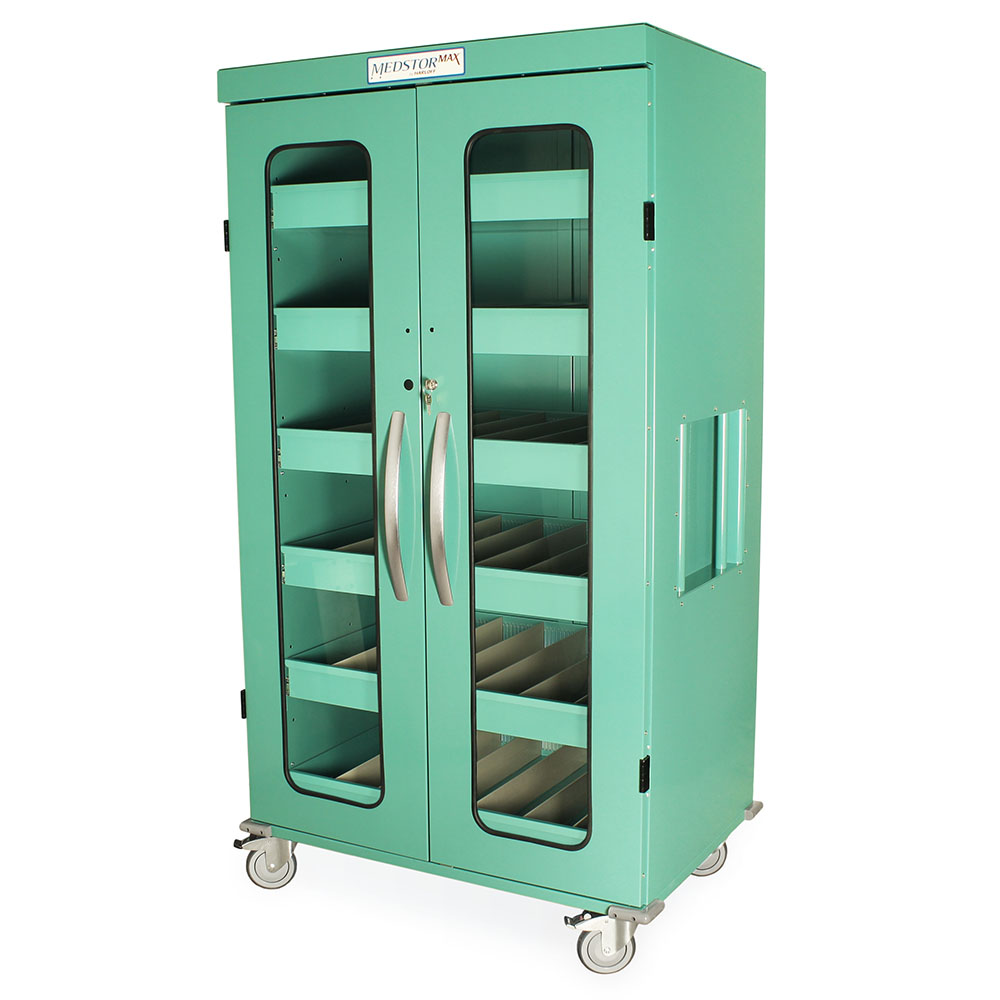 Harloff Eye Lens Storage Cart closed view, gray