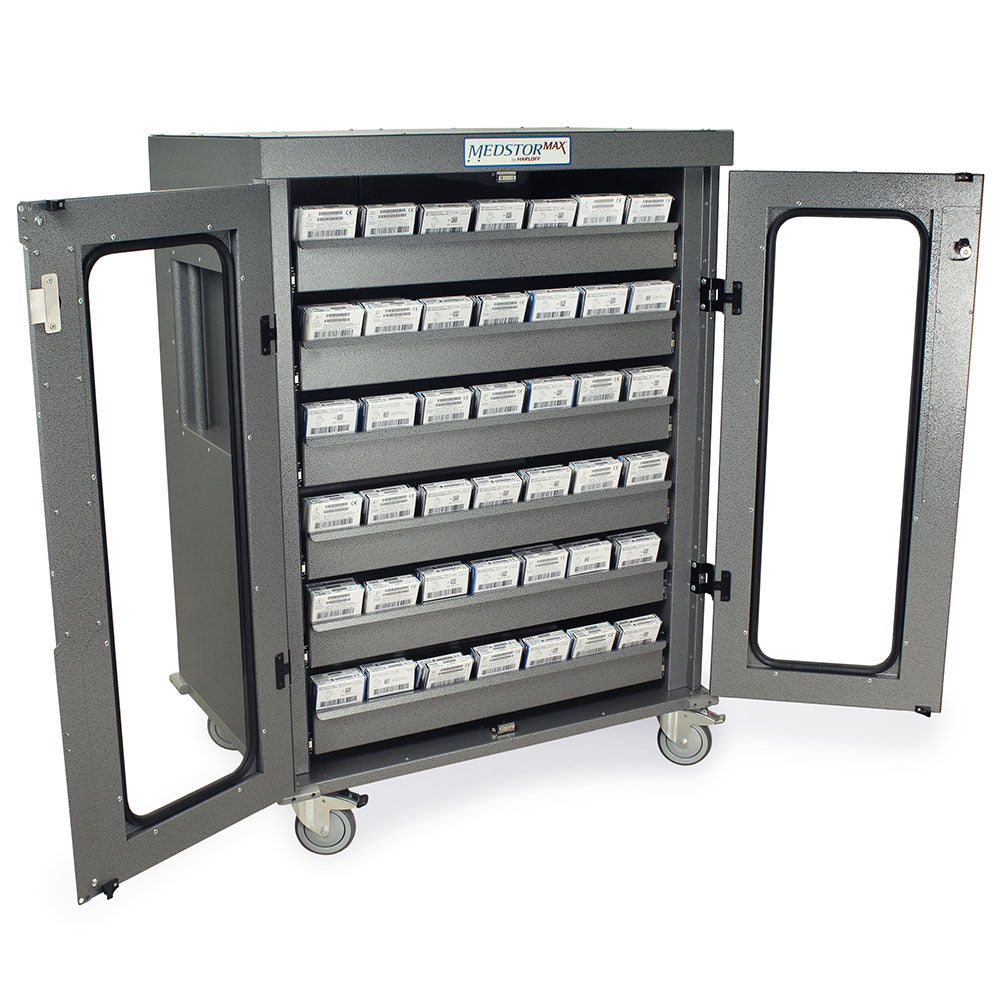 Intraocular Lens Storage Cart open view, gray