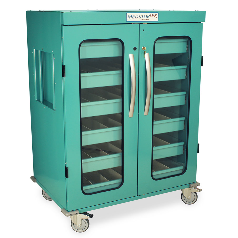 Intraocular Lens Storage Cart closed view, teal