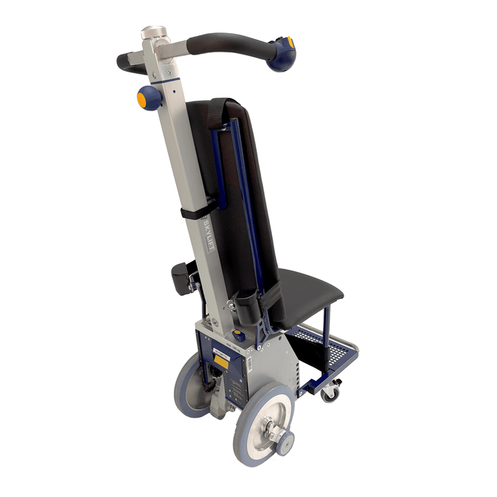 AERO Aviation PRM boarding chair transporting passenger on aircraft stairs