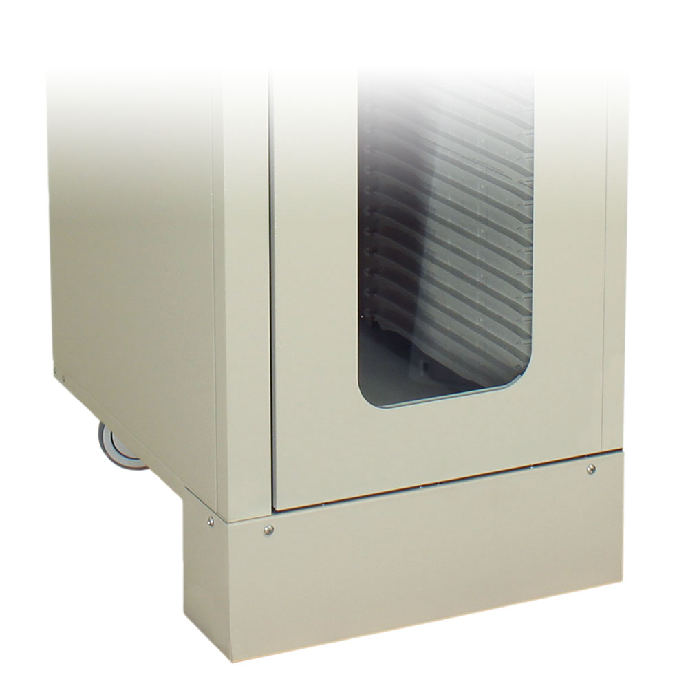 Single column MedStor Max cabinet with steel skirt accessory installed