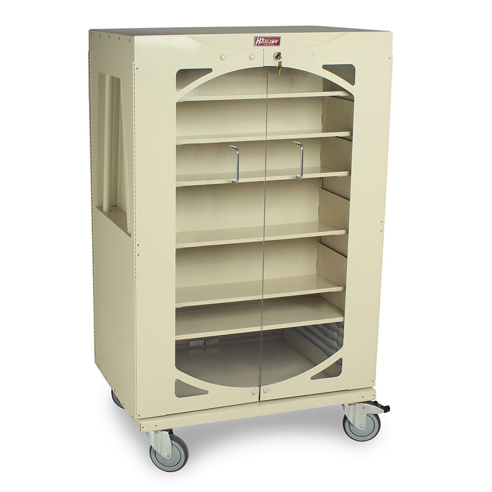 Medical suture cart with key lock and double-sided clear door storage