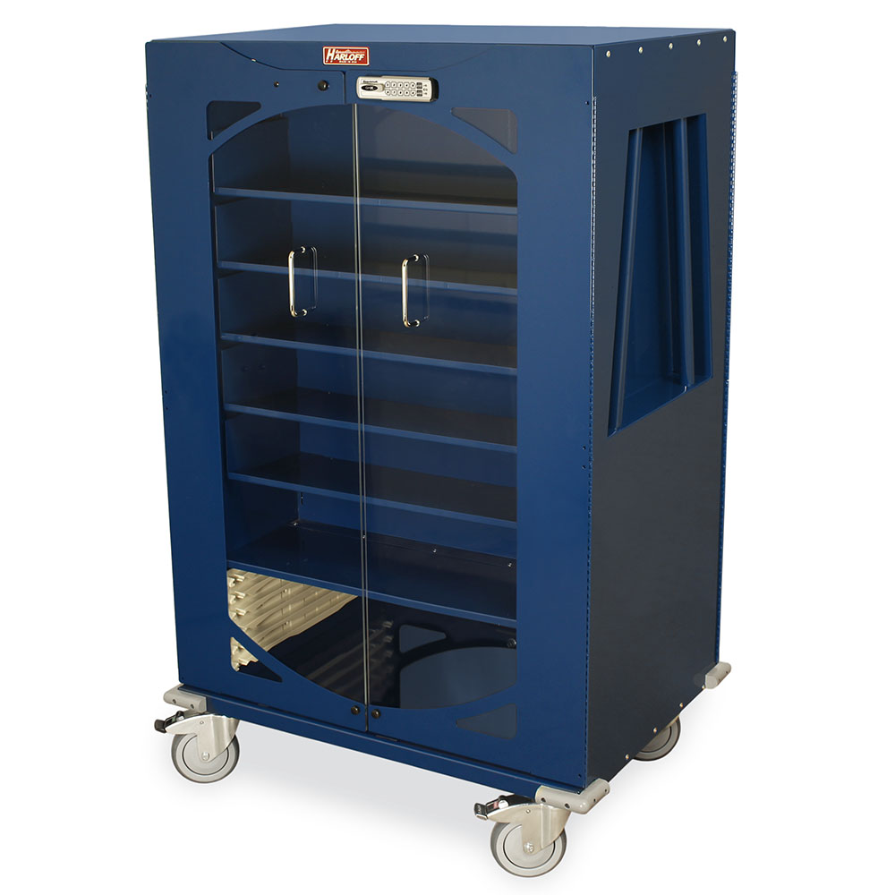Double-sided suture storage cart with electronic lock and clear doors