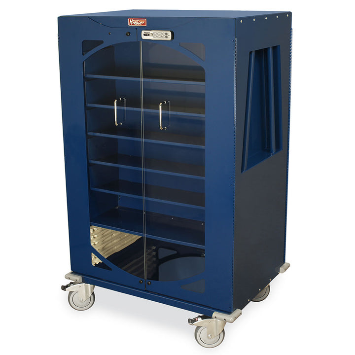 Double-sided suture storage cart with electronic lock and clear doors