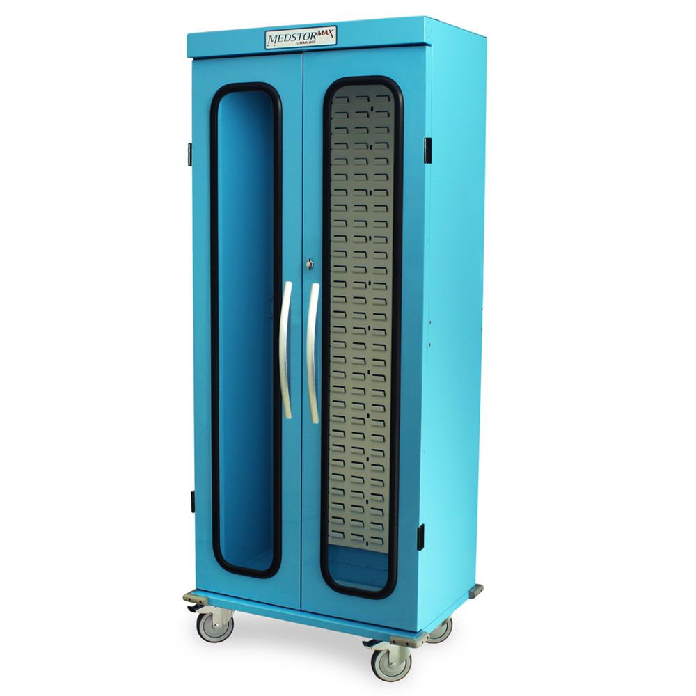 Full view of MedStor Max cabinet louver panel installed in double column unit