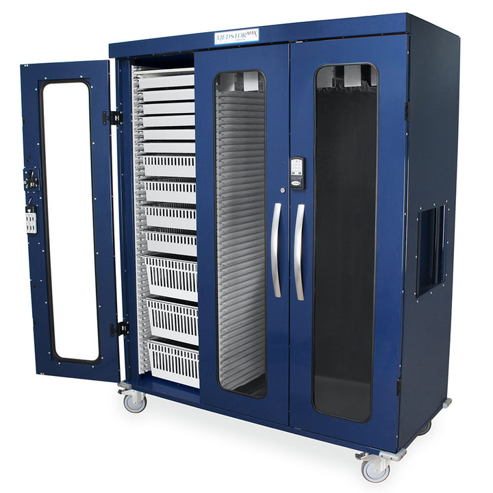 Urinary catheter cabinet accessory kit installed in triple MedStor Max cabinet