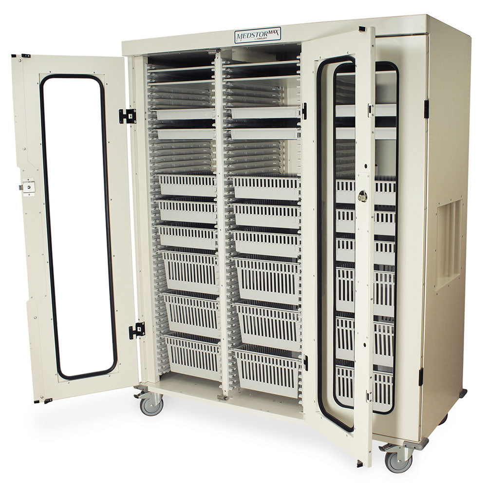 Triple column MedStor Max cabinet with vascular accessory tray and shelf package